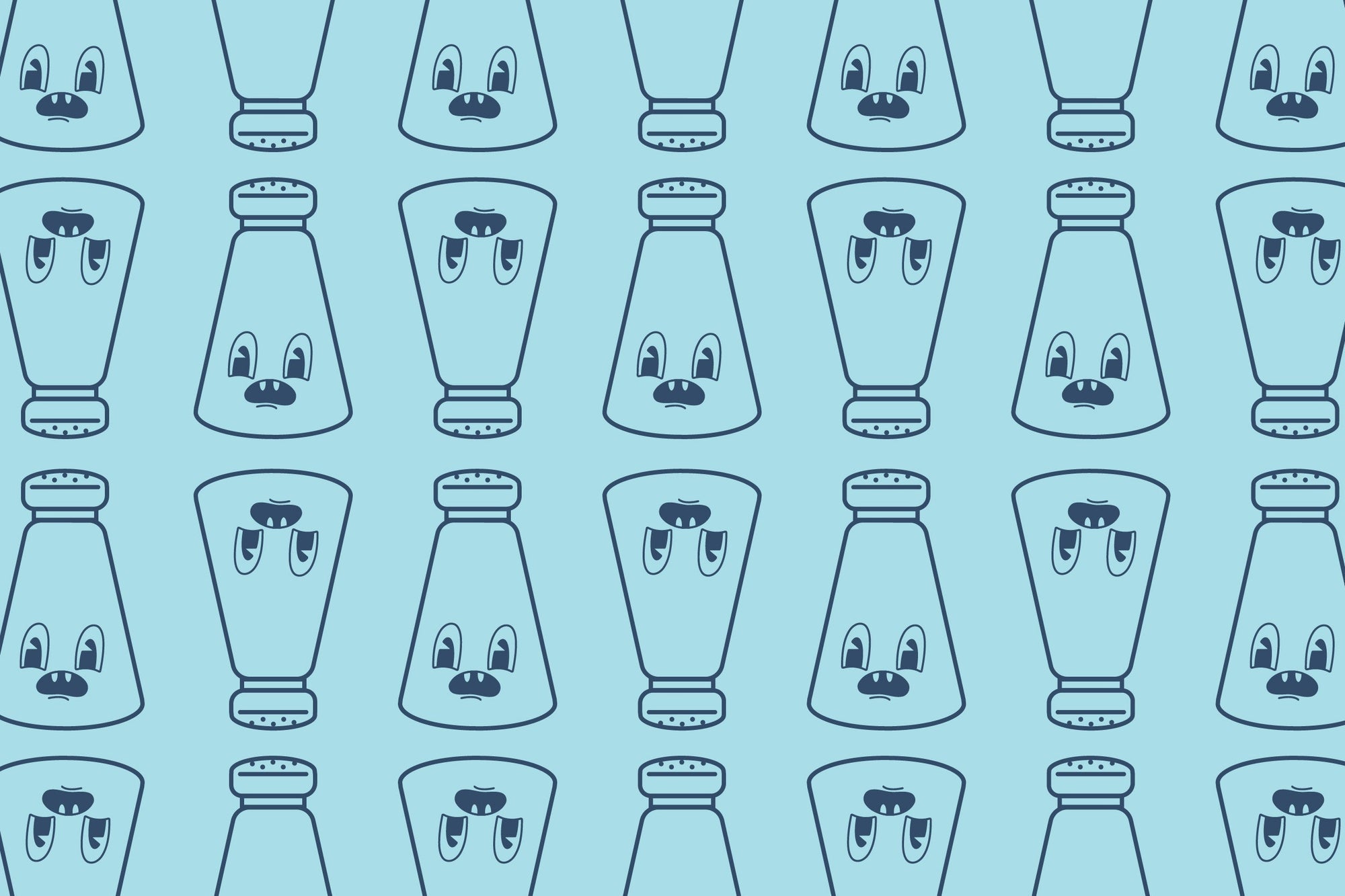 a repeating pattern of a hand drawn animated salt shaker